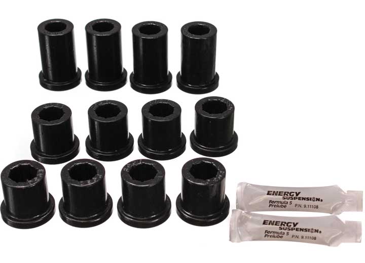 Energy Suspension FRONT LEAF SPRING BUSHING SET W/FRAME SHACKLE SET-BLK,PERFORMANCE POLYURETHANE