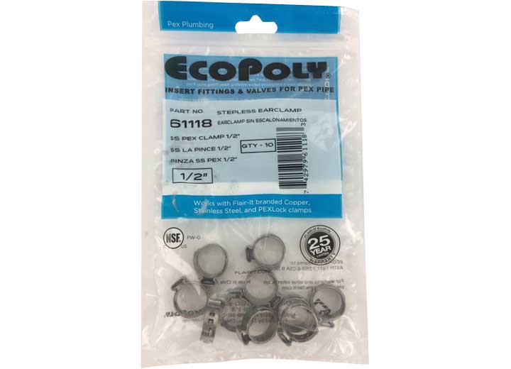 Esco Elkhart Supply Company 1/2IN PEX SS CLAMPS 10-PACK