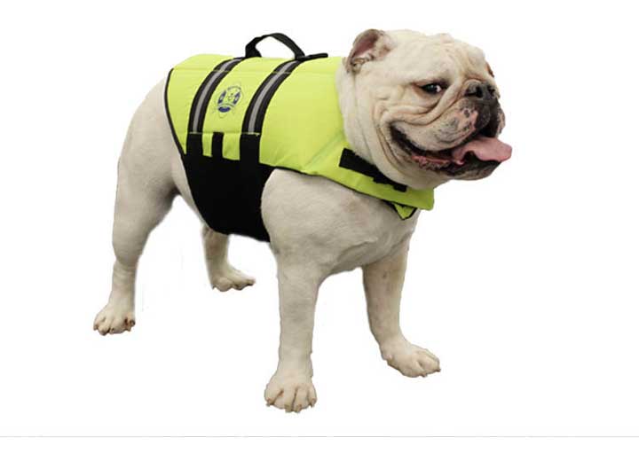 Fido Pet Products Paws Aboard Dog Life Jacket, Neon Yellow, Medium