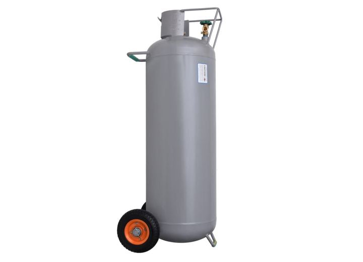 Flame King 100LB HORIZONTAL & VERTICAL PROPANE CYLINDER W/POL W/WHEELS
