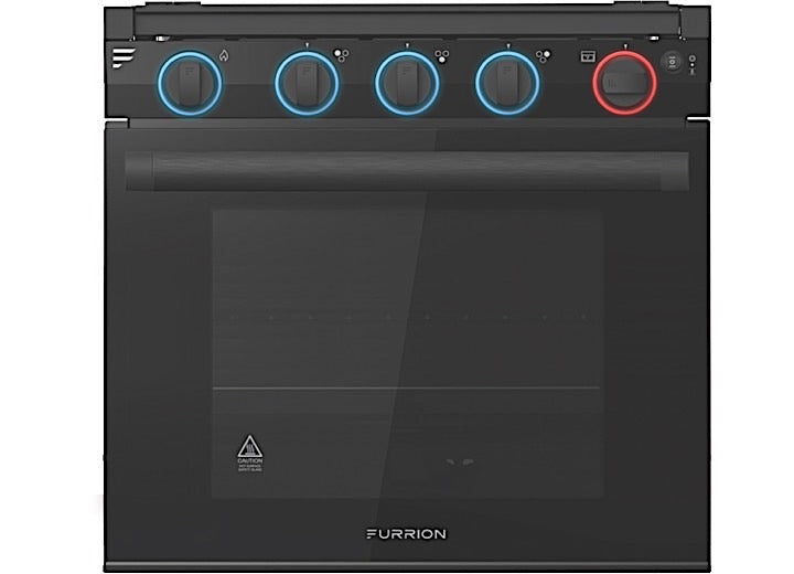 Lippert 21IN RV 3-BURNER GAS RANGE W/GLASS DOOR, 2-COLOR LED KNOB, BLACK