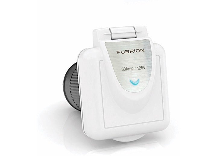 Lippert 50A 125V MARINE POWER SMART INLET, WHITE, SQUARE, AM