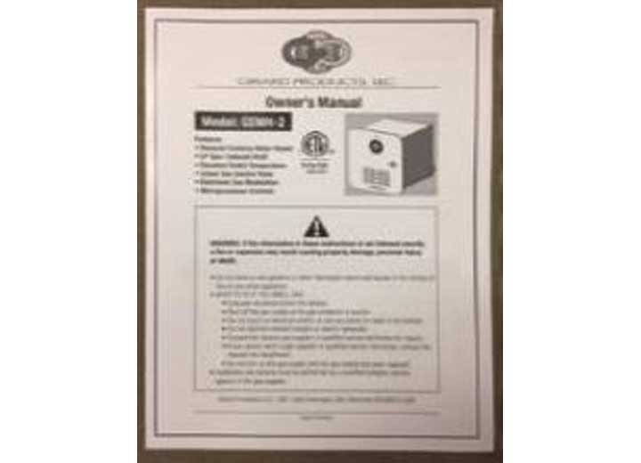 Girard GSWH-2 OWNERS MANUAL 2GWH9401
