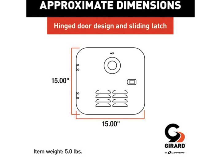GIRARD WATER HEATER DOOR KIT SMALL - SILVER (THOR MOTOR COACH)