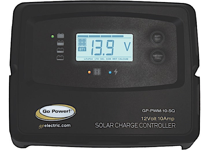 Go Power! GP-PWM-10-SQ: 10A PWM DIGITAL SOLAR CONTROLLER 12V