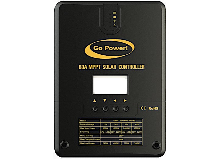 Go Power! GP-MPPT-PRO-60: 60 AMP MPPT SOLAR CONTROLLER W/BUILT IN DIGITAL DISPLAY