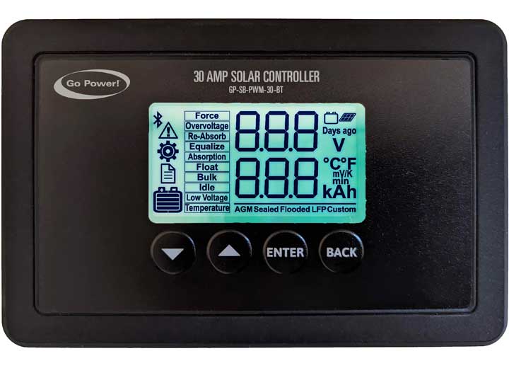 Go Power! GP-SB-PWM-30: 30 AMP PWM DIGITAL SOLAR CONTROLLER WITH BLUETOOTH