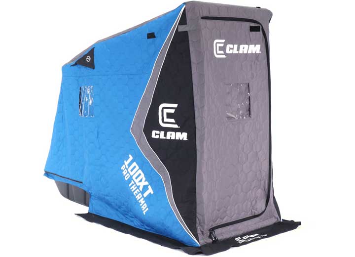 Clam Outdoors Clam X100 Thermal XT Fish Trap 1 Person Portable Ice Fishing Shelter