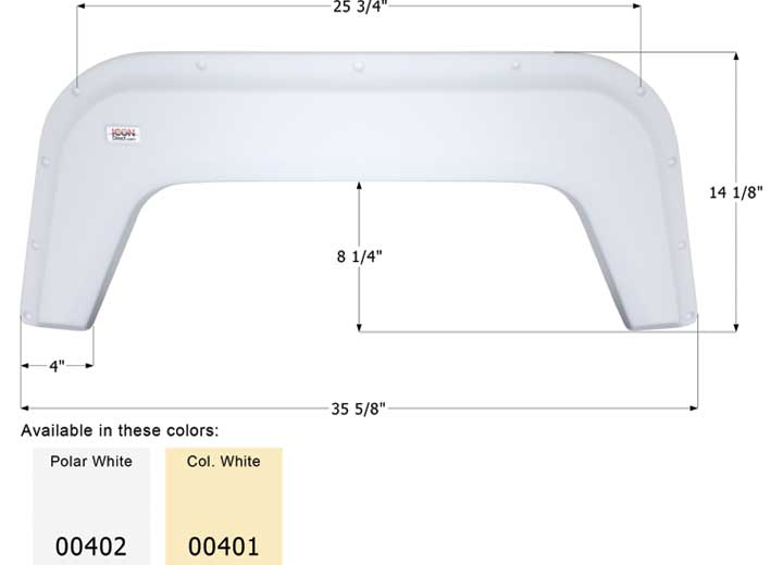 Icon Technologies Limited RV FENDER SKIRT, SINGLE, ICON, FS370, COLONIAL WHITE
