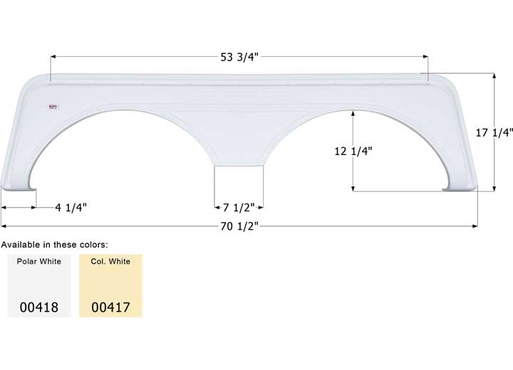 Icon Technologies Limited RV FENDER SKIRT, TANDEM, ICON, FS669, POLAR WHITE