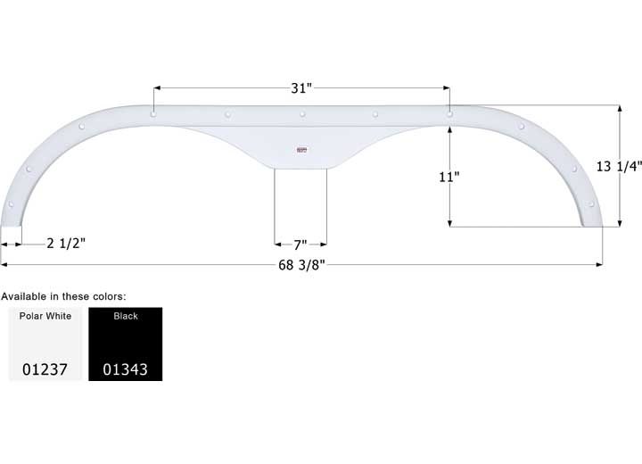Icon Technologies Limited RV FENDER SKIRT, TANDEM, TRAVELAIRE, FS211, POLAR WHITE