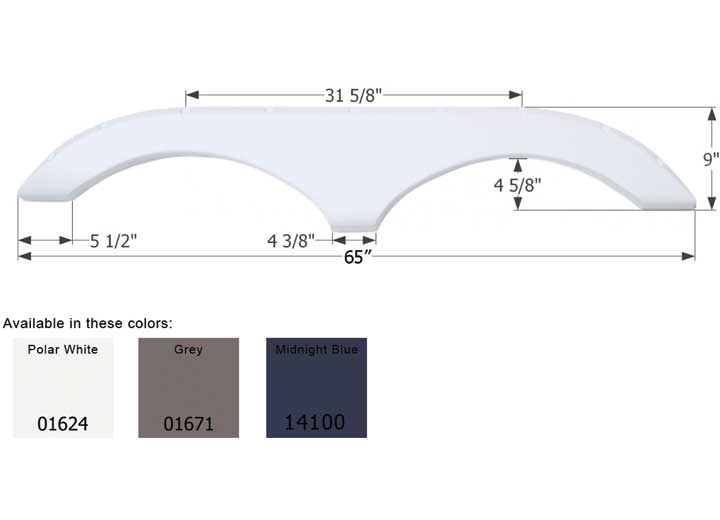 Icon Technologies Limited RV FENDER SKIRT, TANDEM, PILGRIM, FS770, POLAR WHITE