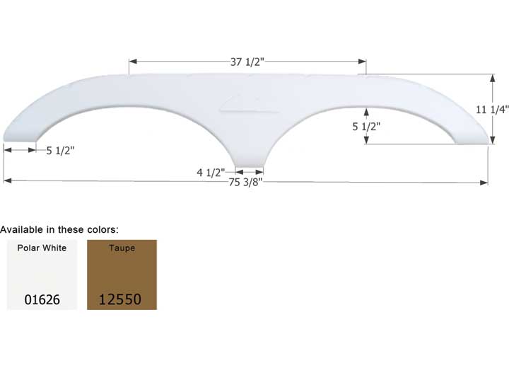 Icon Technologies Limited RV Icon Replacement Tandem Axle Fender Skirt for Keystone RVs - 75-3/8" x 11-1/4", Polar White