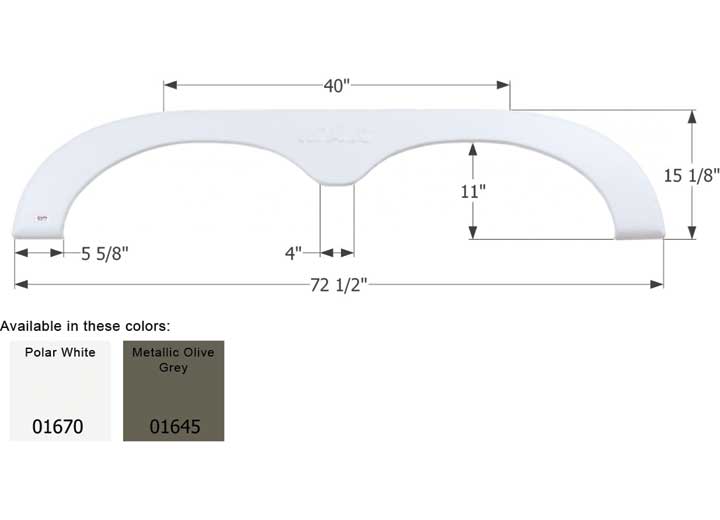 Icon Technologies Limited RV FENDER SKIRT, TANDEM, R-VISION, FS781, POLAR WHITE