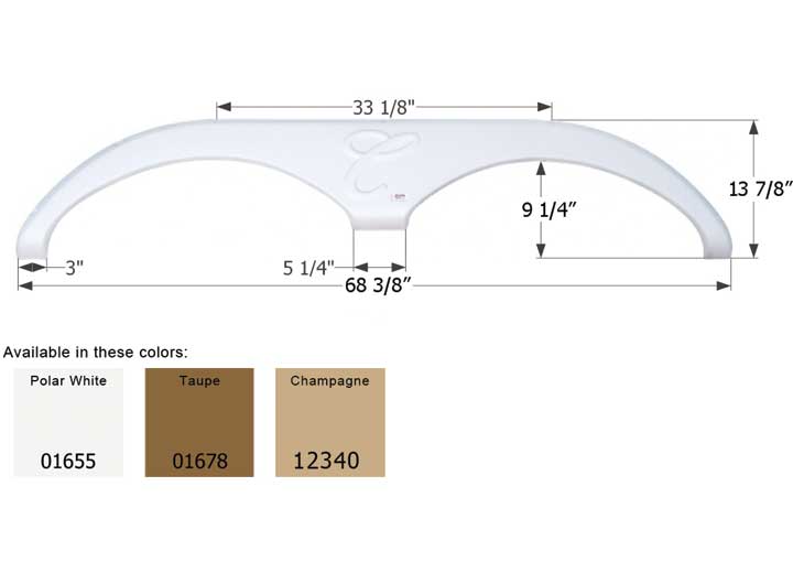 Icon Technologies Limited RV Icon Replacement Tandem Axle Fender Skirt for Forest River RVs - 68-3/8" x 13-7/8", Taupe