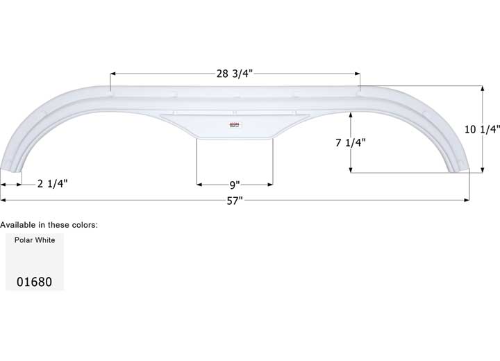 Icon Technologies Limited RV Icon Replacement Tandem Axle Fender Skirt for Fleetwood RVs - 57" x 10-1/4", Polar White