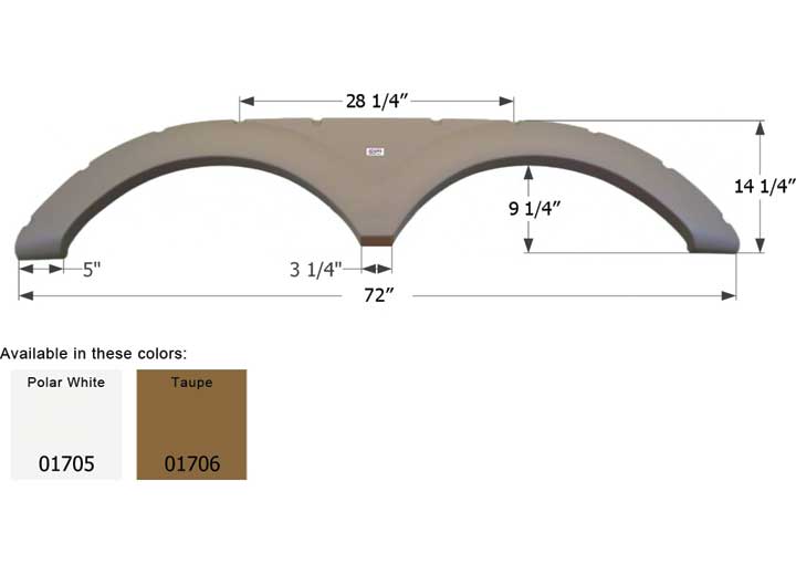 Icon Technologies Limited RV Icon Replacement Tandem Axle Fender Skirt for Keystone RVs - 72" x 14-1/4", Taupe