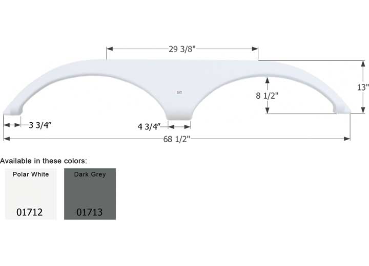 Icon Technologies Limited RV FENDER SKIRT, TANDEM, PILGRIM, FS1712, POLAR WHITE