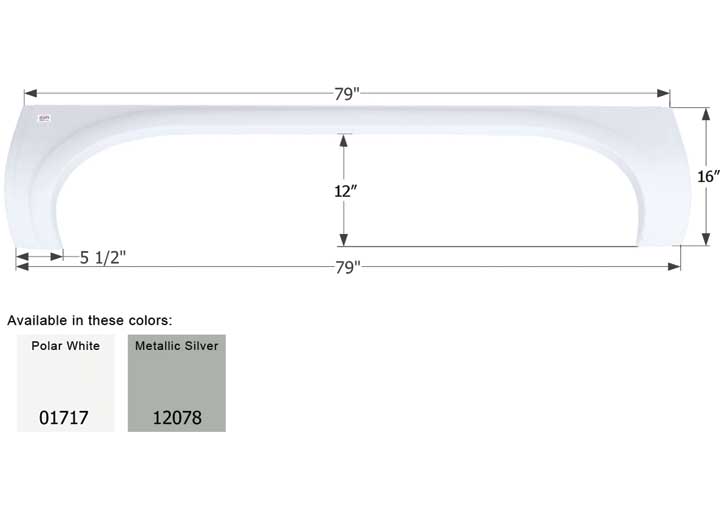Icon Technologies Limited RV FENDER SKIRT, TANDEM, NEWMAR, FS1717, POLAR WHITE, SLIDE