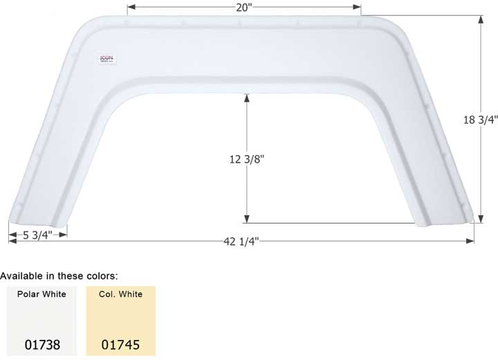 Icon Technologies Limited RV FENDER SKIRT, SINGLE, ICON, FS1738, COLONIAL WHITE