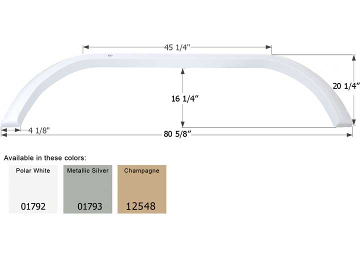 Icon Technologies Limited RV FENDER SKIRT, TANDEM, CARRIAGE, FS1792, POLAR WHITE