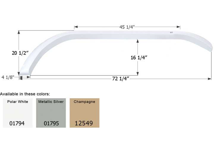 Icon Technologies Limited RV FENDER SKIRT, TANDEM, CARRIAGE, FS1792S, METALLIC SILVER