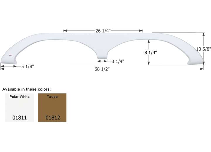 Icon Technologies Limited RV FENDER SKIRT, TANDEM, FLEETWOOD, FS1811, POLAR WHITE