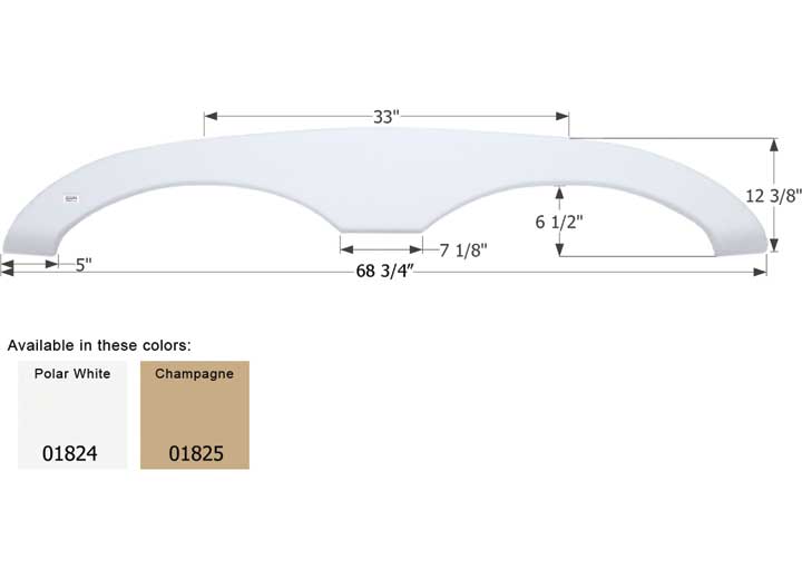 Icon Technologies Limited RV FENDER SKIRT, TANDEM, SUNLINE, FS1824, POLAR WHITE