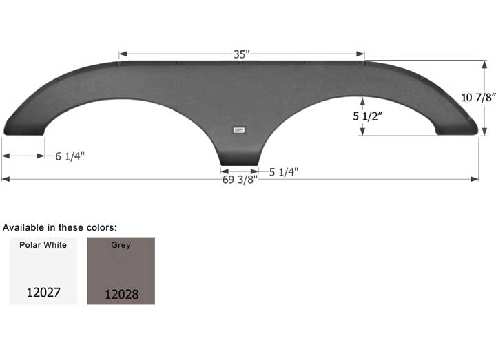 Icon Technologies Limited RV Icon Replacement Tandem Axle Fender Skirt for Forest River Sierra RVs - Polar White