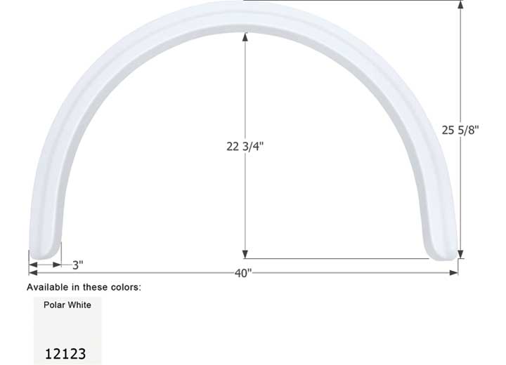 Icon Technologies Limited RV Icon Replacement Single Axle Fender Skirt for Four Winds RVs - 40" x 25-5/8", Polar White