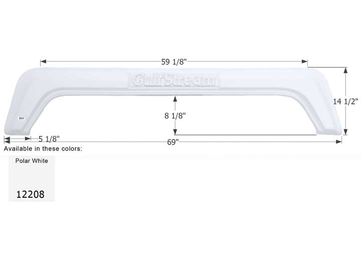Icon Technologies Limited RV Icon Replacement Tandem Axle Fender Skirt for Gulfstream RVs - 69" x 14-1/2", Polar White