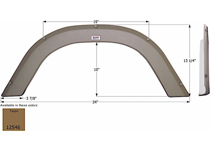 Icon Technologies Limited RV FENDER SKIRT, SINGLE, R-VISION, FS2546, TAUPE