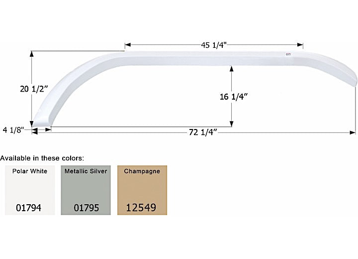 Icon Technologies Limited RV FENDER SKIRT, TANDEM, CARRIAGE, FS1792S, CHAMPAGNE