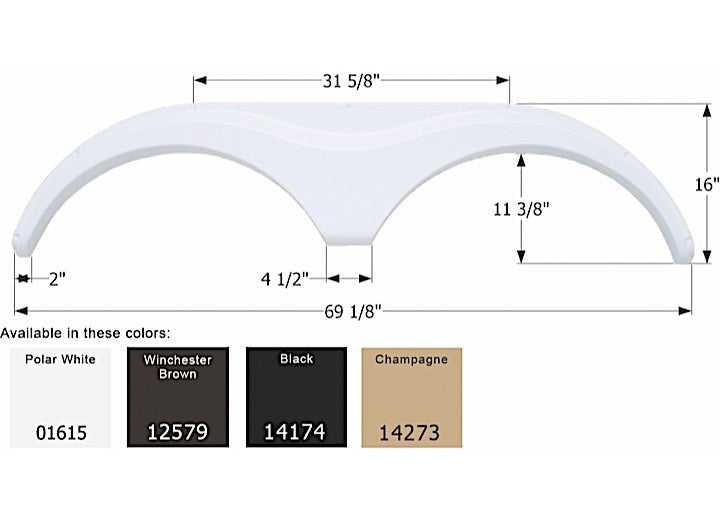 Icon Technologies Limited RV Icon Replacement Tandem Axle Fender Skirt for Heartland RVs - 69-1/8" x 16", Winchester Brown