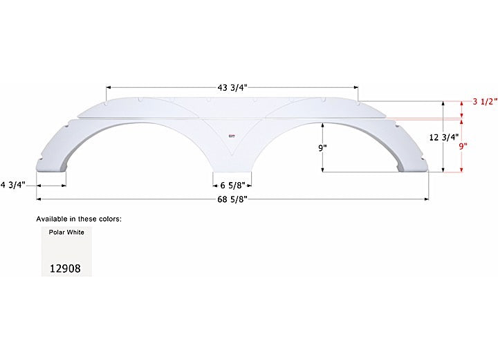 Icon Technologies Limited RV FENDER SKIRT, TANDEM, KEYSTONE, FS2908, POLAR WHITE