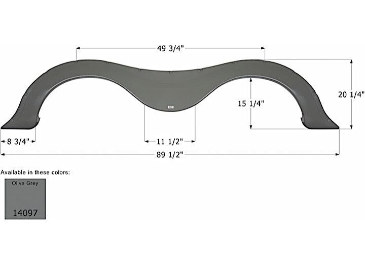 Icon Technologies Limited RV FENDER SKIRT, TANDEM, KEYSTONE, FS4097, OLIVE GREY