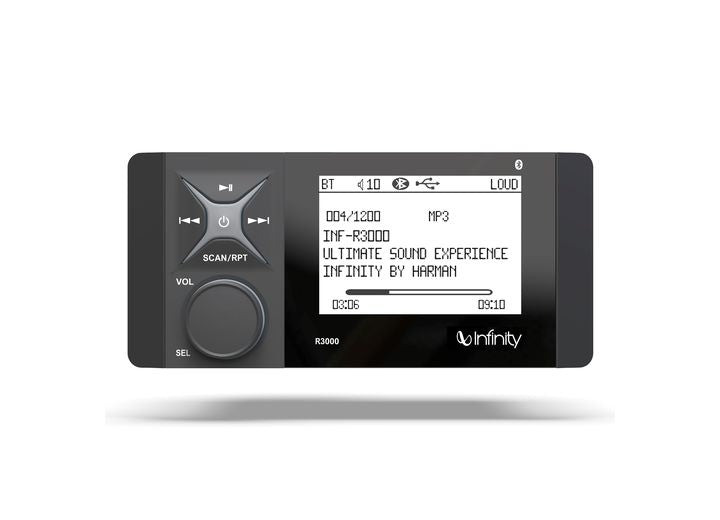 Infinity Speakers WAKE SERIES INFINITY MARINE SOURCE UNIT WITH MONOCHROMATIC SCREEN, BT, AND MUCH