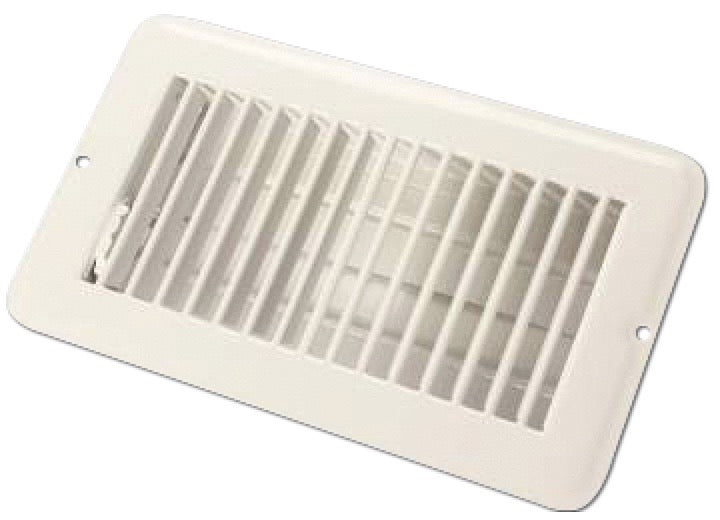 JR Products 4IN X 8IN FLOOR REGISTER DAMPERED, METAL, WHITE