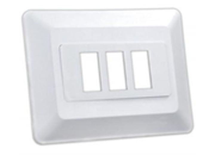 JR Products TRIPLE SWITCH BASE & BEZEL, WHITE