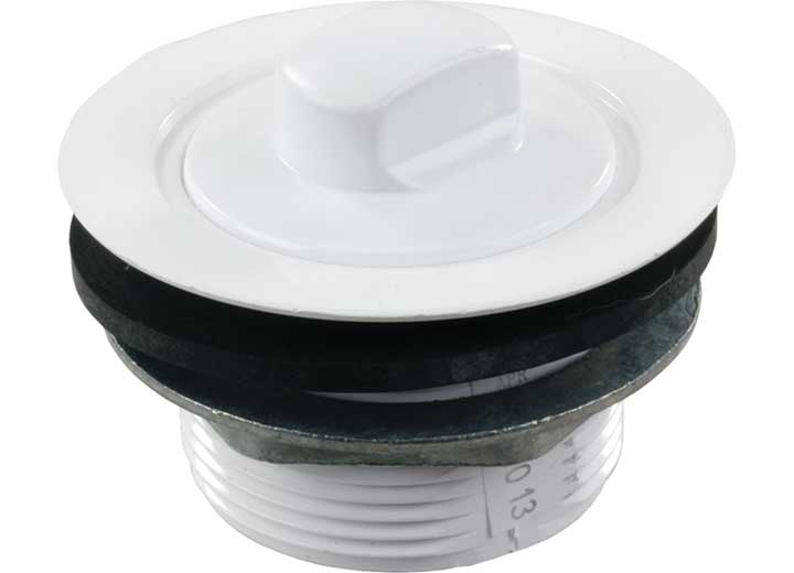 JR Products 2IN TUB STRAINER W/THREADED STOPPER, POLAR WHITE