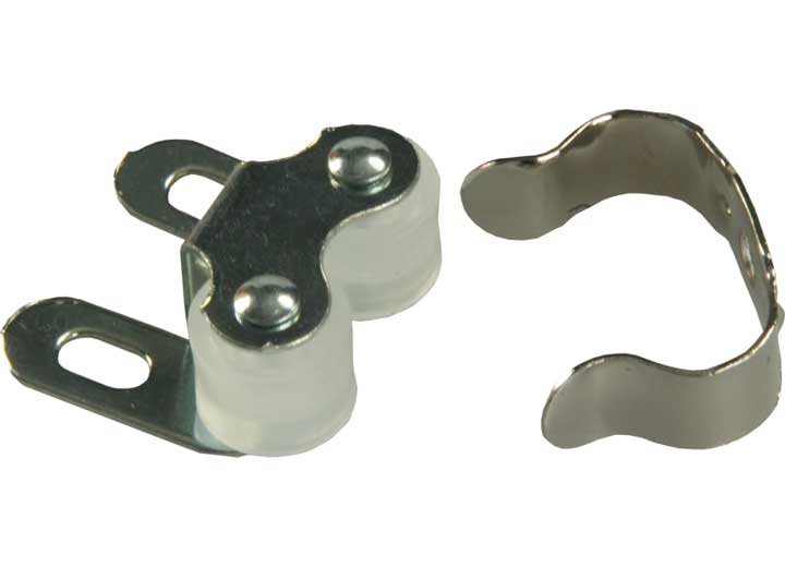 JR Products DOUBLE ROLLER CABINET CATCH W/CLIP