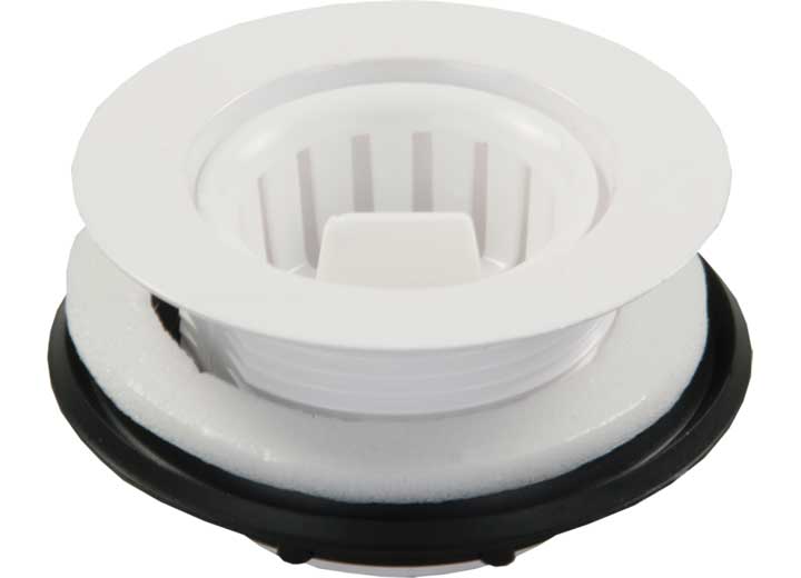 JR Products PLASTIC STRAINER W/THREADED BASKET, WHITE