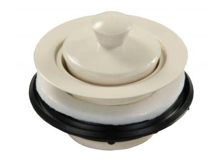 JR Products PLASTIC STRAINER W/POP-STOP STOPPER, PARCHMENT