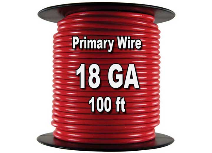 J T & T Products PRIMARY WIRE - RATED 80 DEGREES C 18 AWG, RED 100 FT.