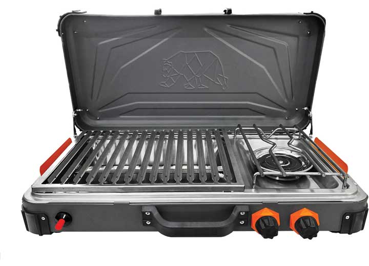 KUMA Outdoor Gear Grill & 1-Burner Propane Camp Stove – Graphite/Orange