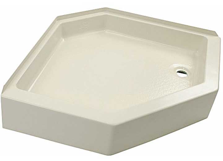 Lippert 32IN X 32IN NEO ANGLE SHOWER PAN; RIGHT DRAIN; 6.625IN APRON - PARCHMENT
