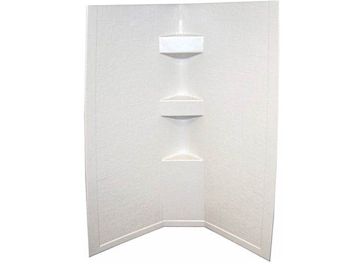 Lippert 34IN X 34IN NEO ANGLE SHOWER SURROUND; SLATE FINISH; 68IN TALL - PARCHMENT