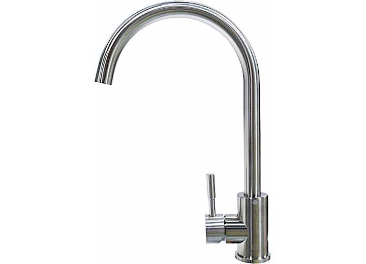 Lippert STAINLESS STEEL CURVED GOOSENECK FAUCET; SINGLE HOLE