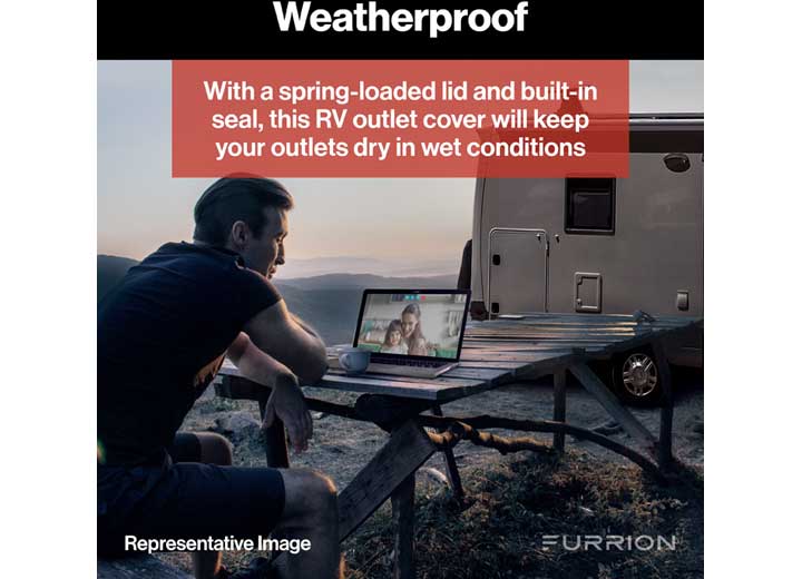 Lippert FURRION OUTDOOR ELECTRICAL RV OUTLET COVER -15 AMP, TITANIUM GREY