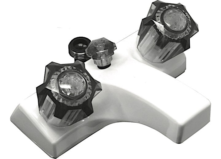 LaSalle Bristol Utopia 4" Lavatory Faucet w/Shower Hose Connection - White w/Smoked Handles